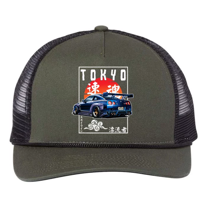 Jdm Japanese Streetwear Tokyo R34 Car Drift Car Lovers Retro Rope Trucker Hat Cap