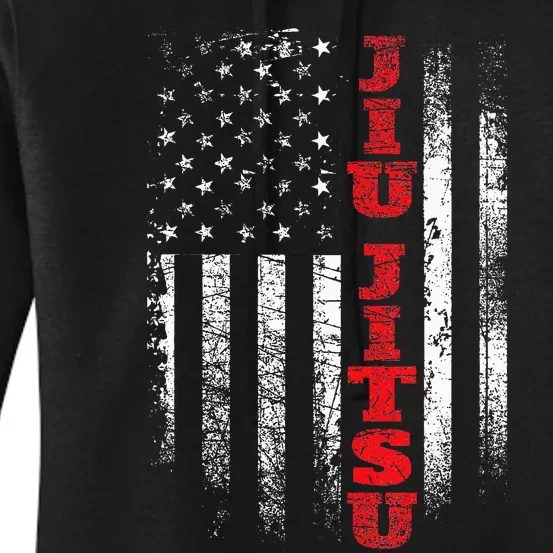 Jiu Jitsu USA American Flag Martial Arts Ground Fighting Women's Pullover Hoodie