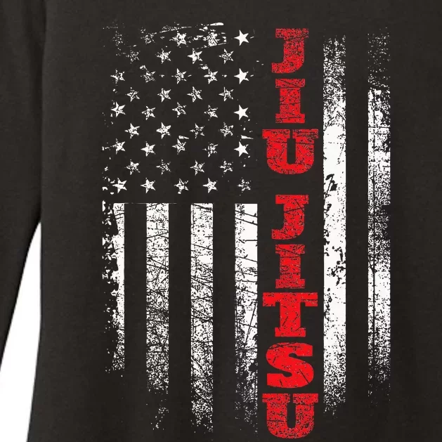 Jiu Jitsu USA American Flag Martial Arts Ground Fighting Womens CVC Long Sleeve Shirt