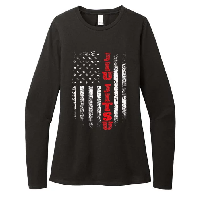 Jiu Jitsu USA American Flag Martial Arts Ground Fighting Womens CVC Long Sleeve Shirt