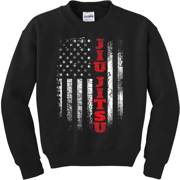 Jiu Jitsu USA American Flag Martial Arts Ground Fighting Kids Sweatshirt