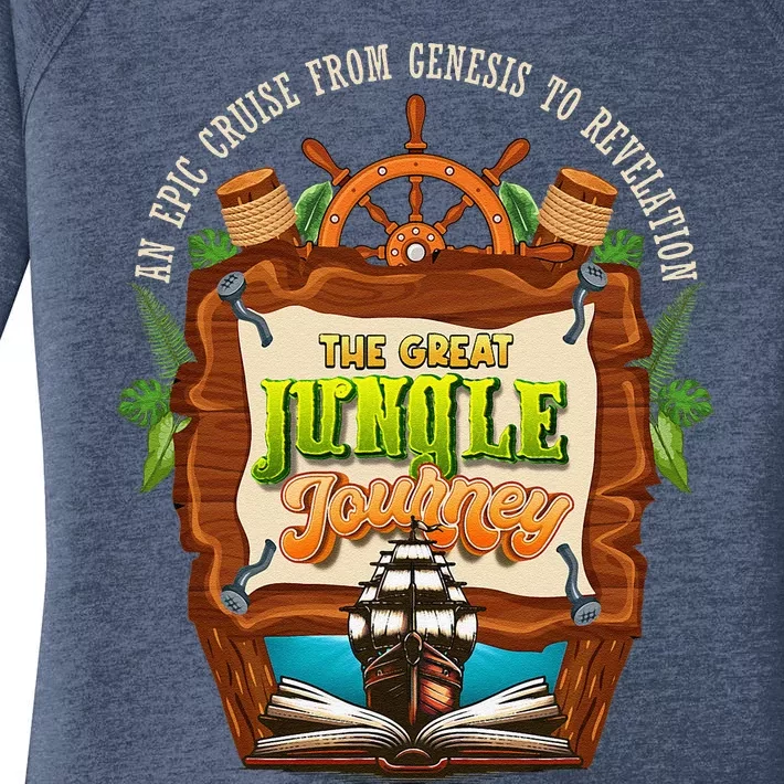 Jungle Journey Vbs 2024 Vacation Bible School Summer Camp Women's Perfect Tri Tunic Long Sleeve Shirt