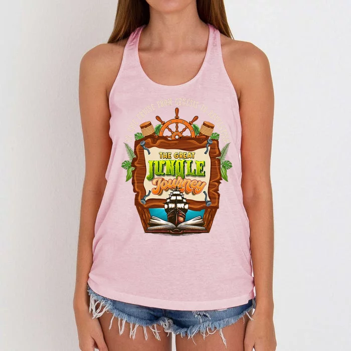 Jungle Journey Vbs 2024 Vacation Bible School Summer Camp Women's Knotted Racerback Tank