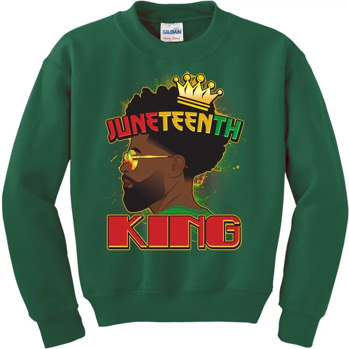 Juneteenth King Black African American Man Afro Kids Sweatshirt