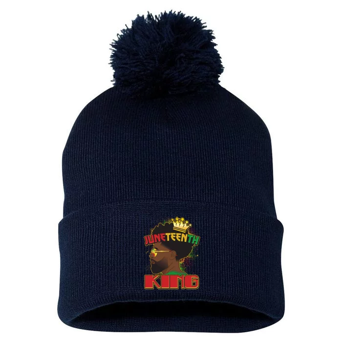 Juneteenth King Black African American Man Afro Pom Pom 12in Knit Beanie