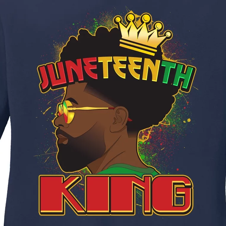 Juneteenth King Black African American Man Afro Ladies Long Sleeve Shirt