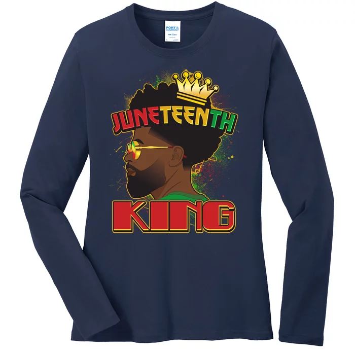 Juneteenth King Black African American Man Afro Ladies Long Sleeve Shirt