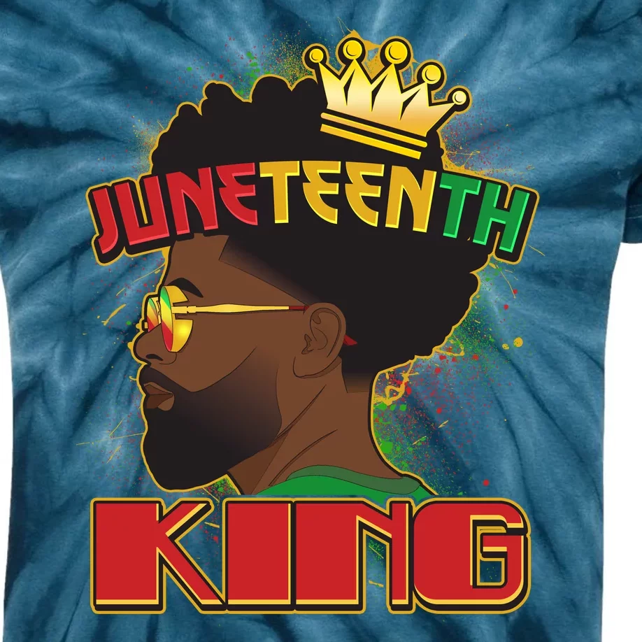 Juneteenth King Black African American Man Afro Kids Tie-Dye T-Shirt