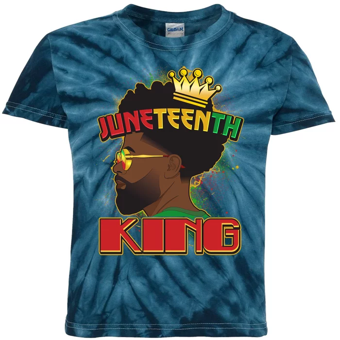 Juneteenth King Black African American Man Afro Kids Tie-Dye T-Shirt