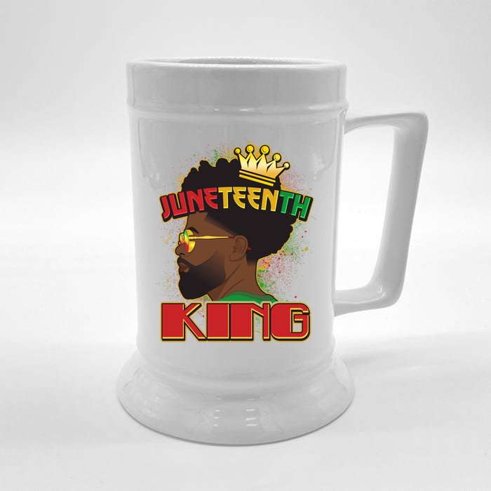 Juneteenth King Black African American Man Afro Front & Back Beer Stein