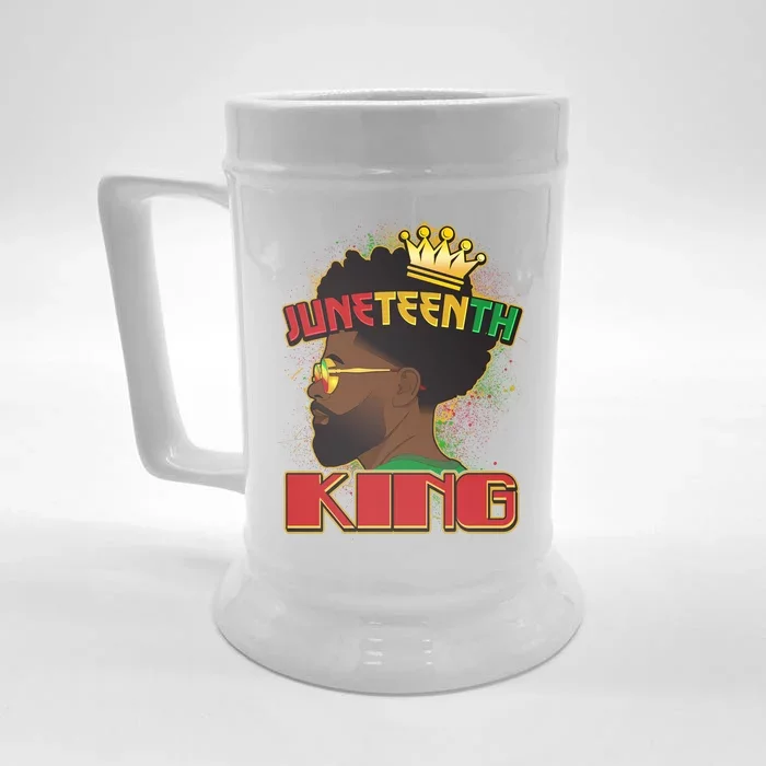 Juneteenth King Black African American Man Afro Front & Back Beer Stein