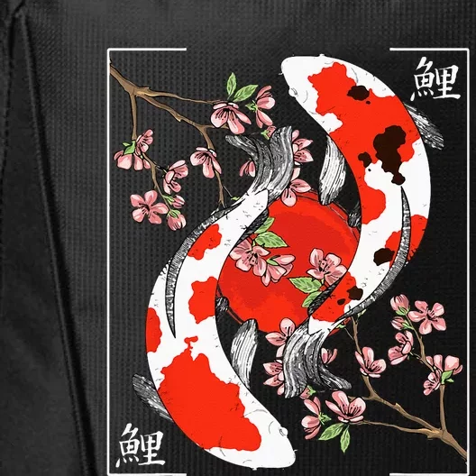 Japanese Koi Carp Fish Nishikigoi Aesthetic Cherry Blossom City Backpack