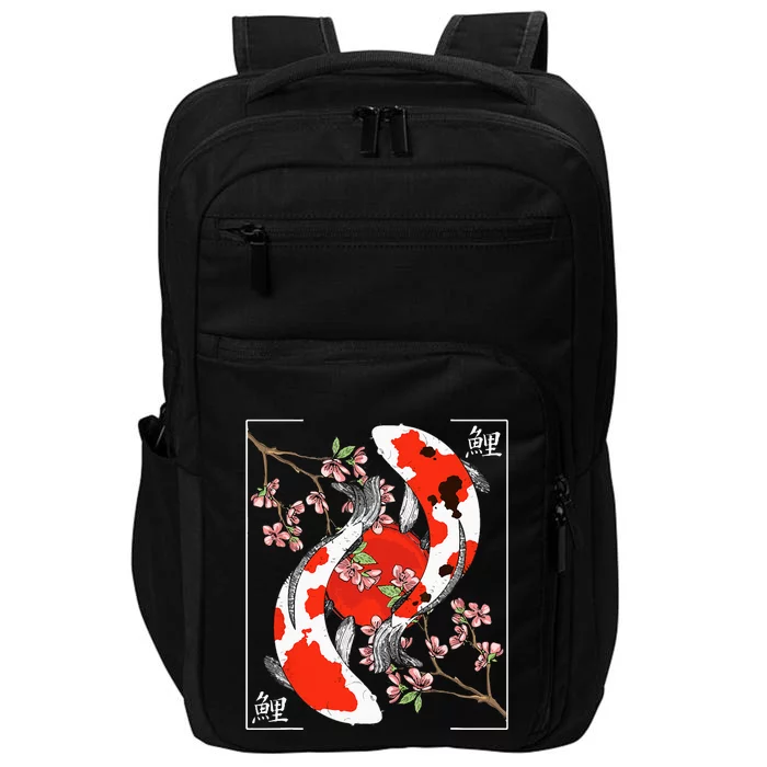 Japanese Koi Carp Fish Nishikigoi Aesthetic Cherry Blossom Impact Tech Backpack