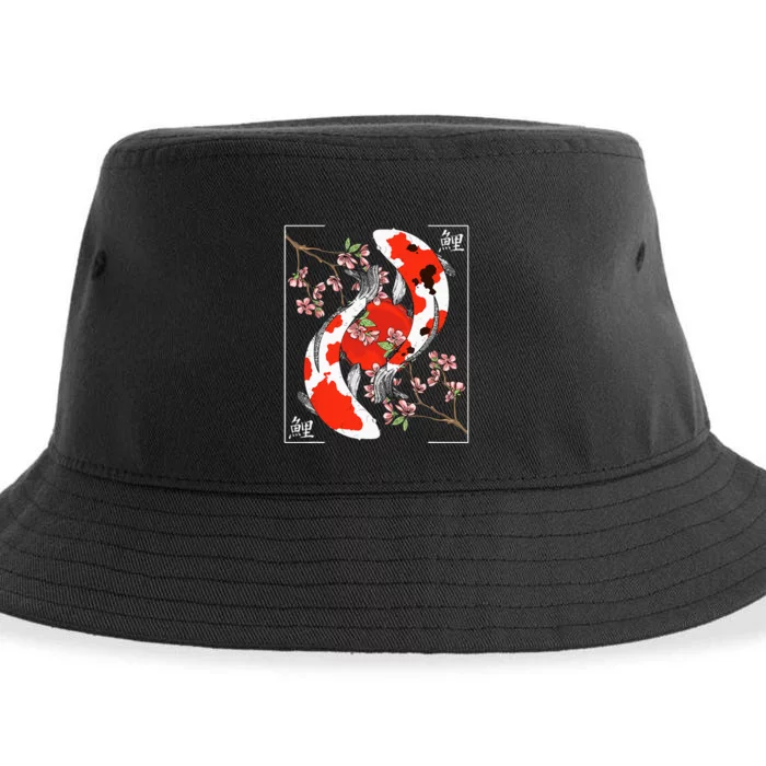 Japanese Koi Carp Fish Nishikigoi Aesthetic Cherry Blossom Sustainable Bucket Hat