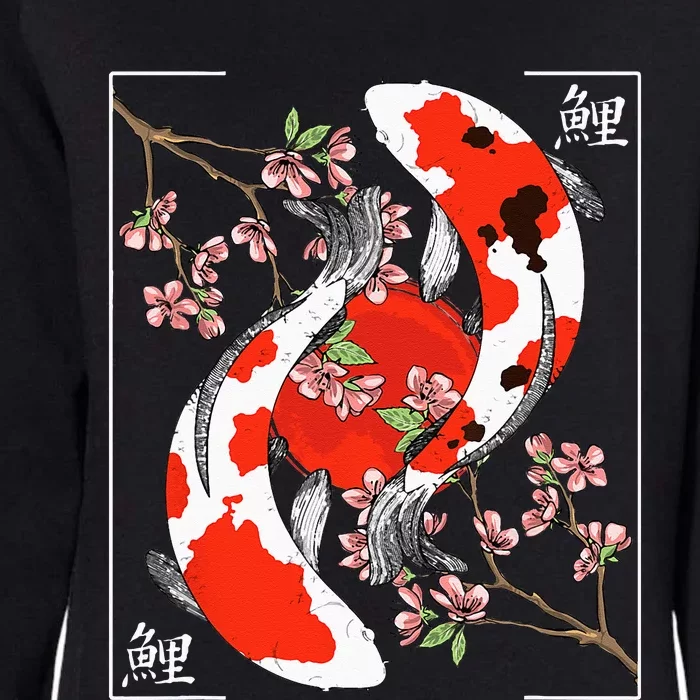 Japanese Koi Carp Fish Nishikigoi Aesthetic Cherry Blossom Womens California Wash Sweatshirt