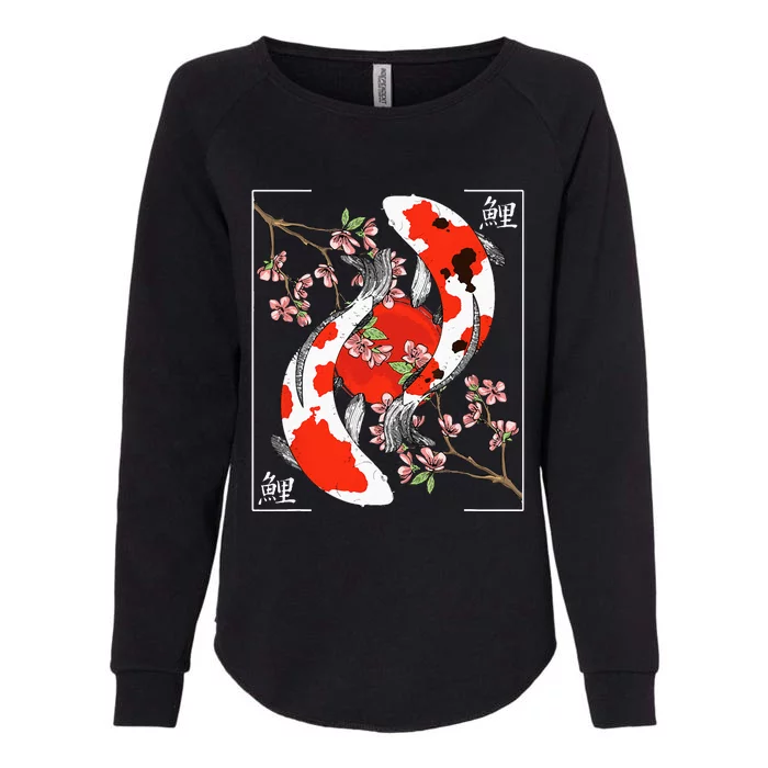 Japanese Koi Carp Fish Nishikigoi Aesthetic Cherry Blossom Womens California Wash Sweatshirt