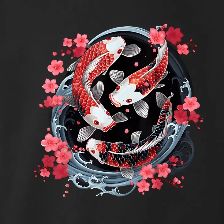 Japanese Koi Carp Ying Yang Nishikigoi Fish Cherry Blossom Toddler Hoodie