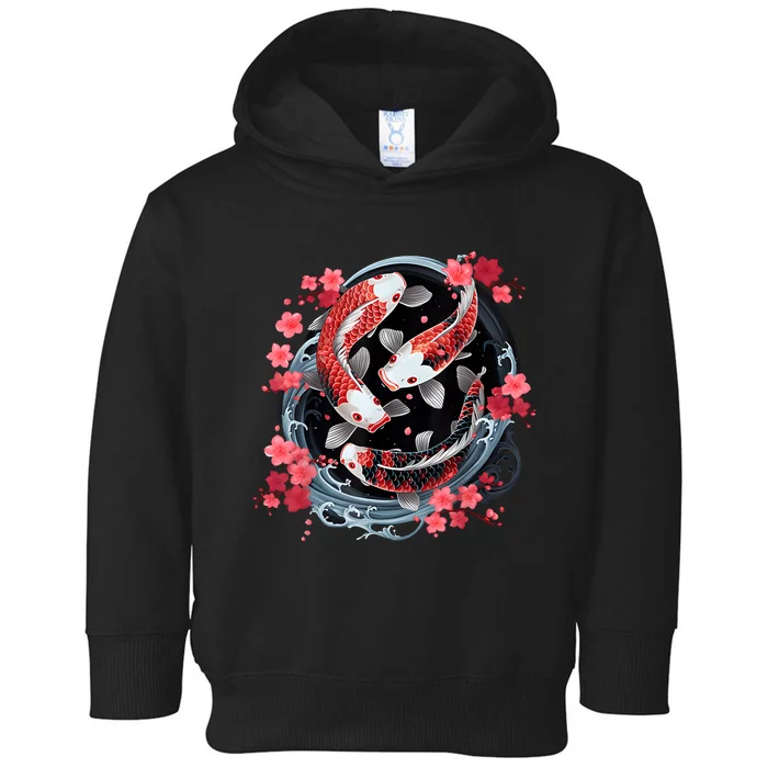 Japanese Koi Carp Ying Yang Nishikigoi Fish Cherry Blossom Toddler Hoodie