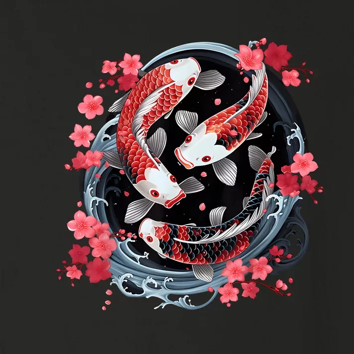 Japanese Koi Carp Ying Yang Nishikigoi Fish Cherry Blossom Toddler Long Sleeve Shirt