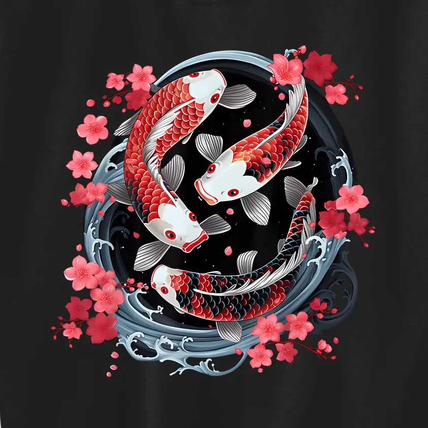 Japanese Koi Carp Ying Yang Nishikigoi Fish Cherry Blossom Kids Sweatshirt