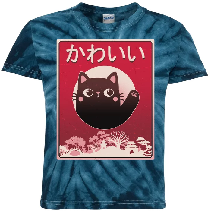 Japanese Kawaii Cute Neko Cat Kids Tie-Dye T-Shirt