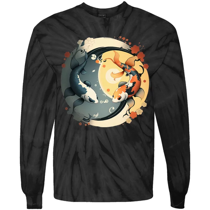 Japanese Koi Fish Yin Yang Tie-Dye Long Sleeve Shirt