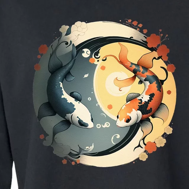 Japanese Koi Fish Yin Yang Cropped Pullover Crew