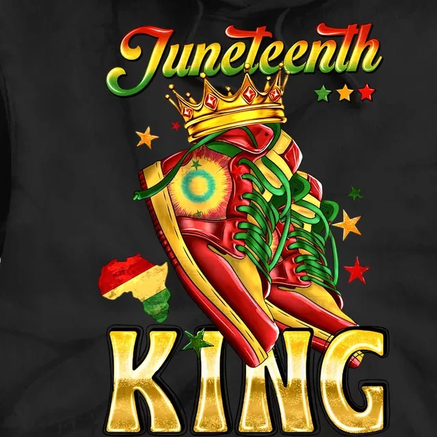 Juneteenth King Funny Shoe Steppin Into Juneteenth Black King Tie Dye Hoodie