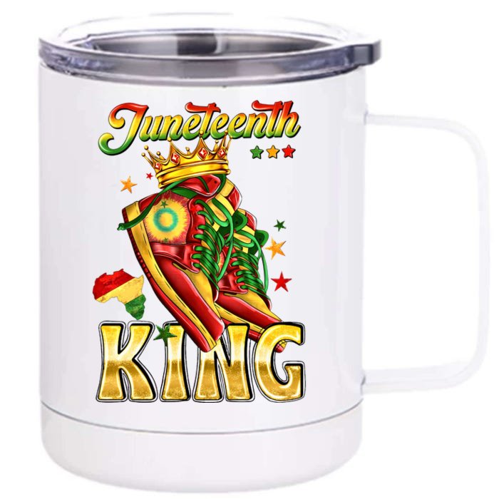 Juneteenth King Funny Shoe Steppin Into Juneteenth Black King Front & Back 12oz Stainless Steel Tumbler Cup