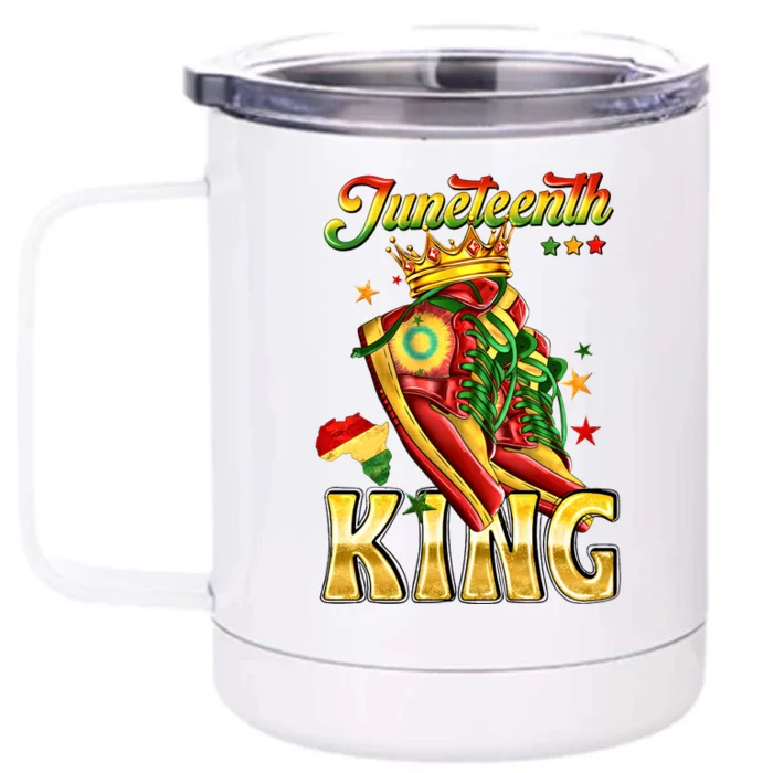 Juneteenth King Funny Shoe Steppin Into Juneteenth Black King Front & Back 12oz Stainless Steel Tumbler Cup