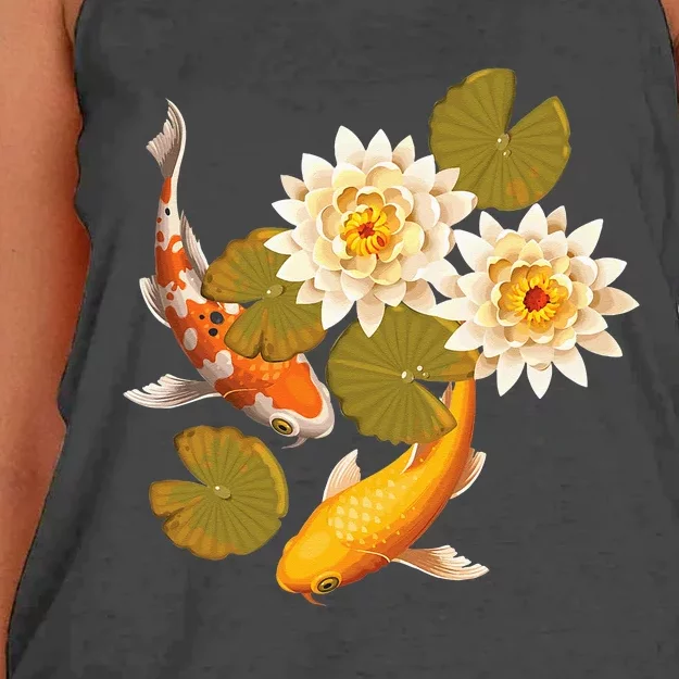 Japanese Koi Fish Japan Butterfly Carp Nishikigoi Fish Pond Women's Knotted Racerback Tank