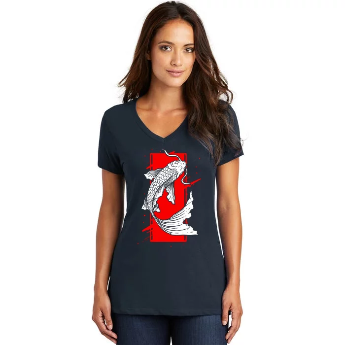 Japan Koi Fish Japanese Tattoo Women's V-Neck T-Shirt