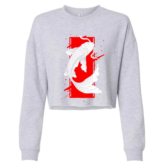 Japan Koi Fish Japanese Tattoo Cropped Pullover Crew