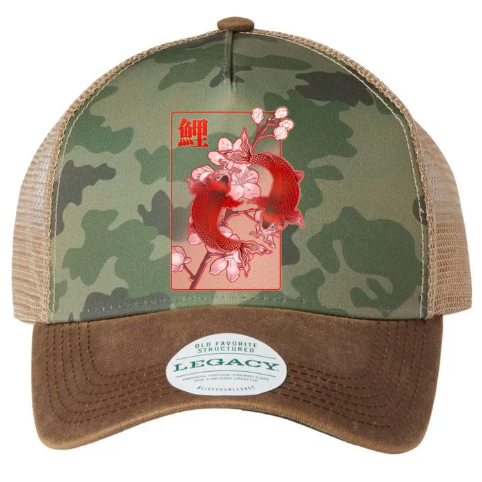 Japanese Koi Fish And Cherry Blossoms Legacy Tie Dye Trucker Hat