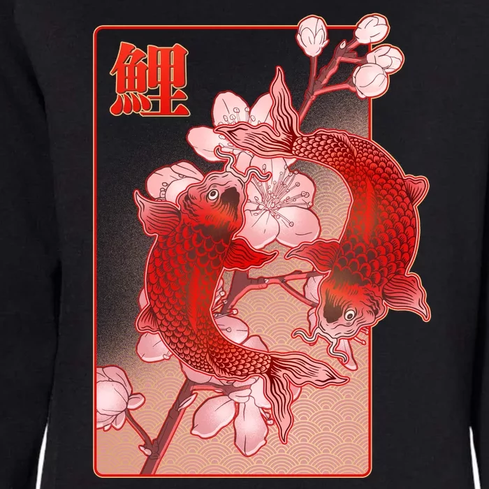 Japanese Koi Fish And Cherry Blossoms Womens California Wash Sweatshirt