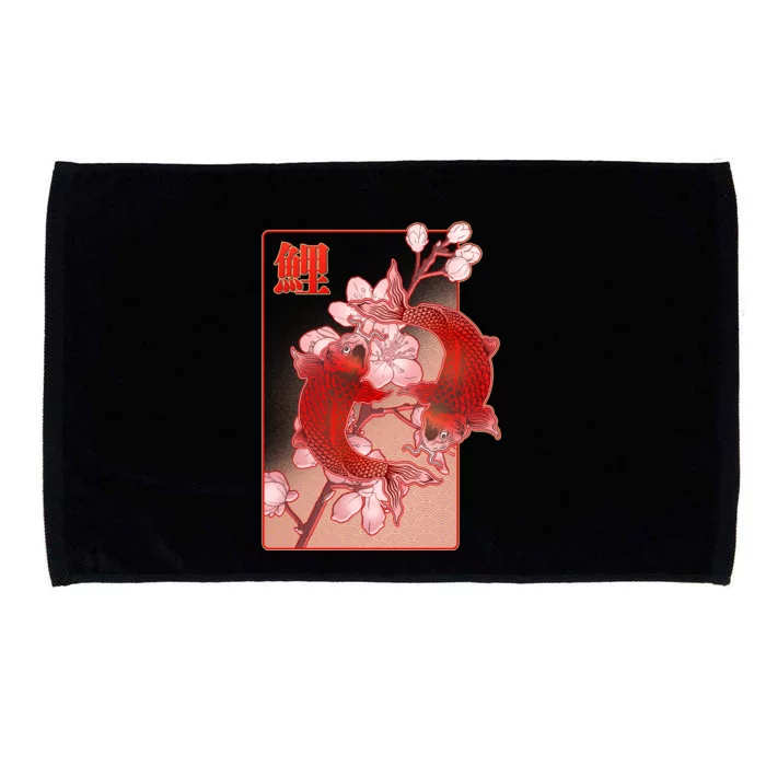 Japanese Koi Fish And Cherry Blossoms Microfiber Hand Towel