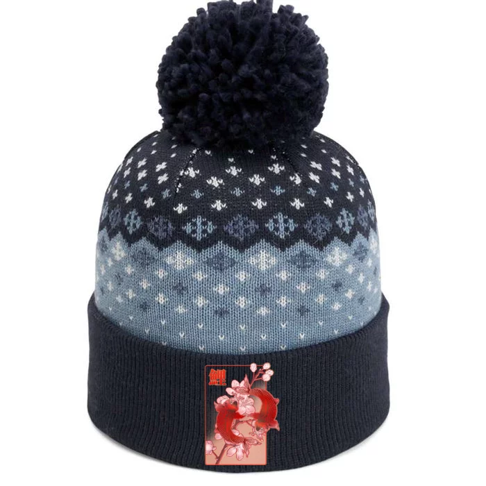 Japanese Koi Fish And Cherry Blossoms The Baniff Cuffed Pom Beanie