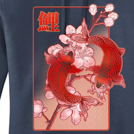 Japanese Koi Fish And Cherry Blossoms Women's Pullover Hoodie