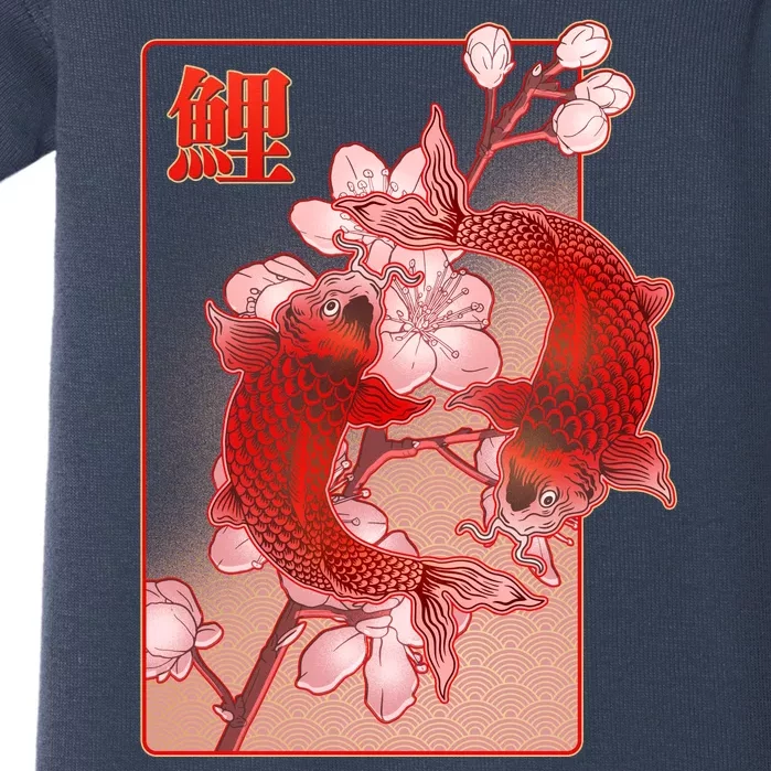 Japanese Koi Fish And Cherry Blossoms Baby Bodysuit