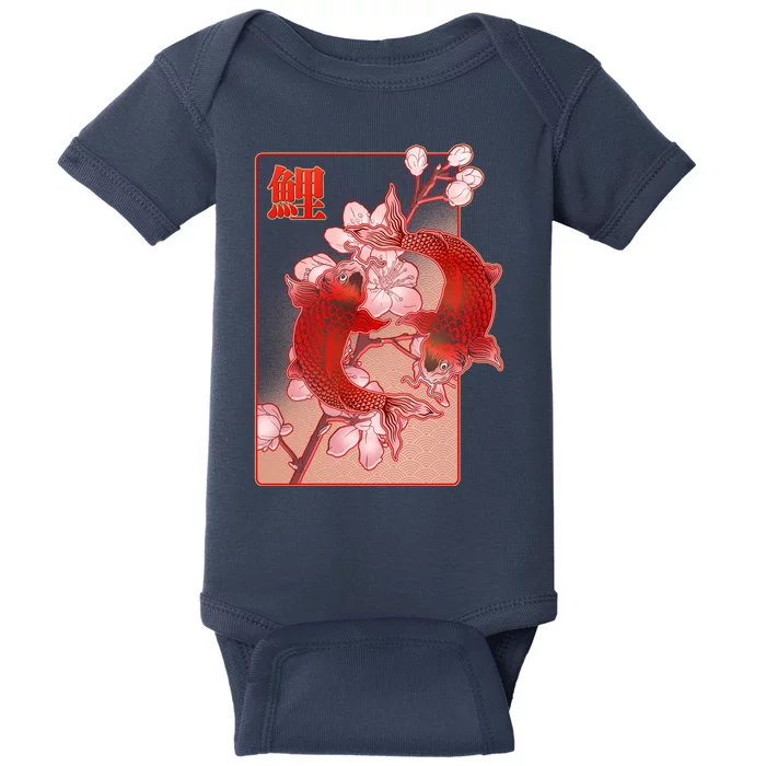 Japanese Koi Fish And Cherry Blossoms Baby Bodysuit