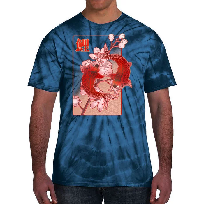 Japanese Koi Fish And Cherry Blossoms Tie-Dye T-Shirt