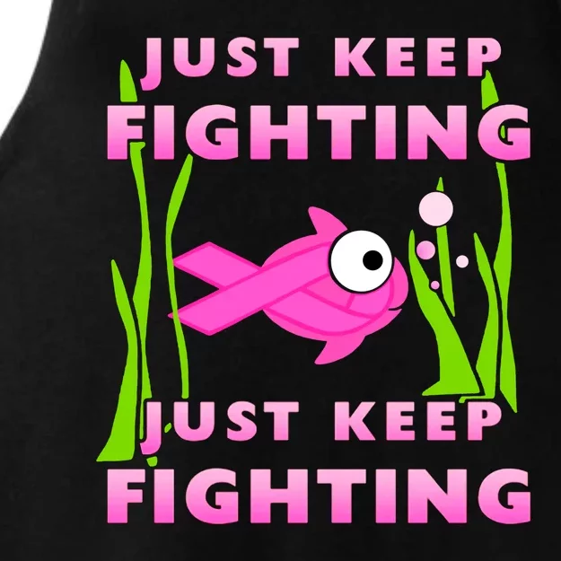 Just Keep Fighting Funny Breast Cancer Ladies Tri-Blend Wicking Tank