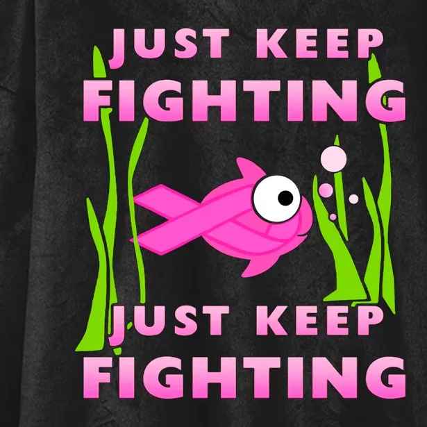 Just Keep Fighting Funny Breast Cancer Hooded Wearable Blanket