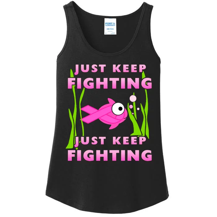 Just Keep Fighting Funny Breast Cancer Ladies Essential Tank