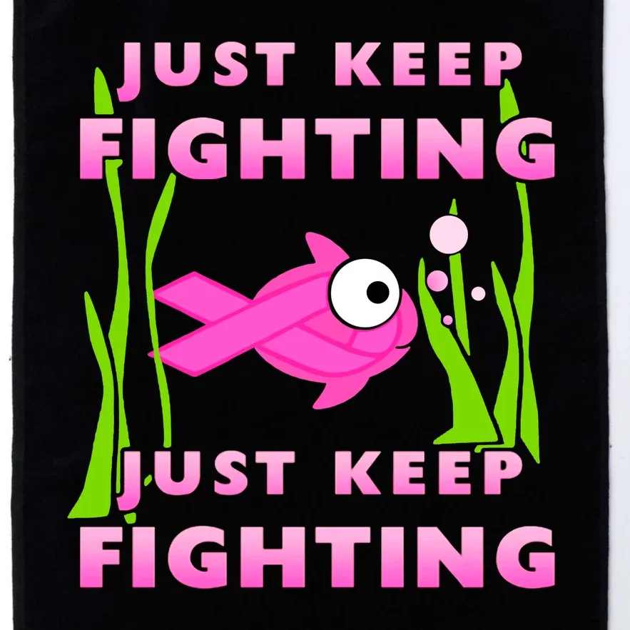 Just Keep Fighting Funny Breast Cancer Platinum Collection Golf Towel