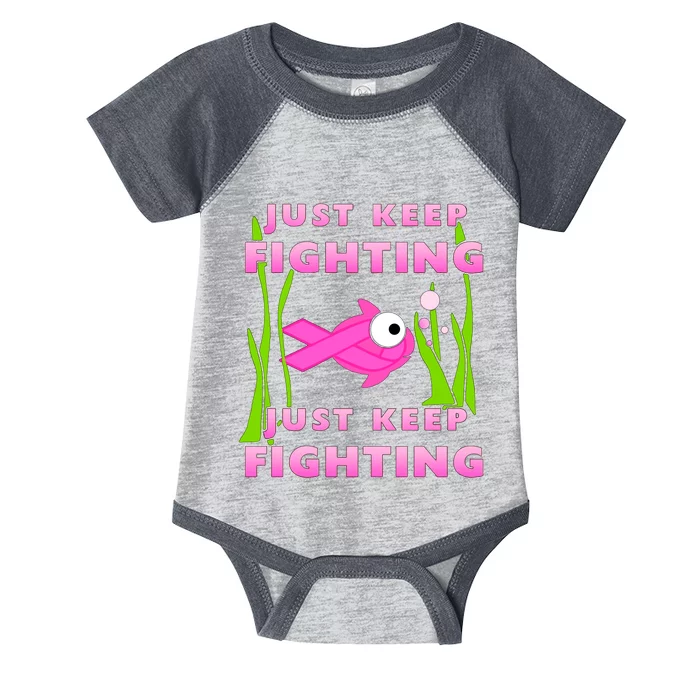 Just Keep Fighting Funny Breast Cancer Infant Baby Jersey Bodysuit