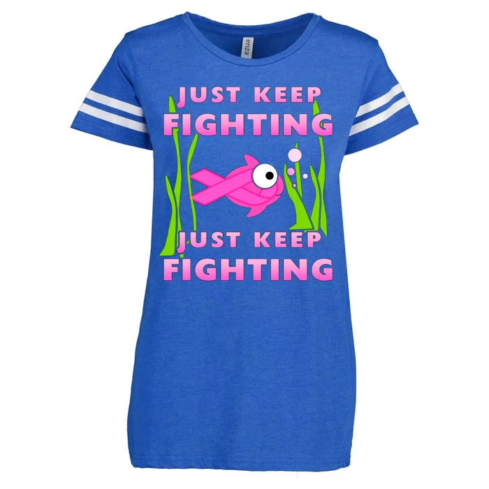 Just Keep Fighting Funny Breast Cancer Enza Ladies Jersey Football T-Shirt