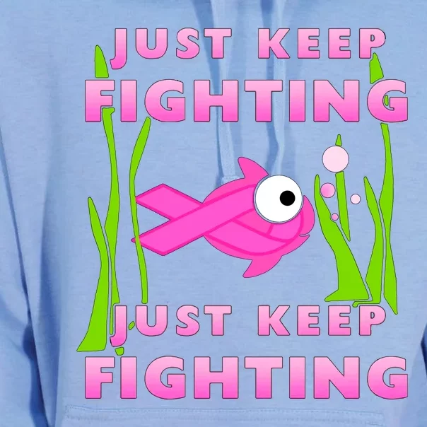 Just Keep Fighting Funny Breast Cancer Unisex Surf Hoodie