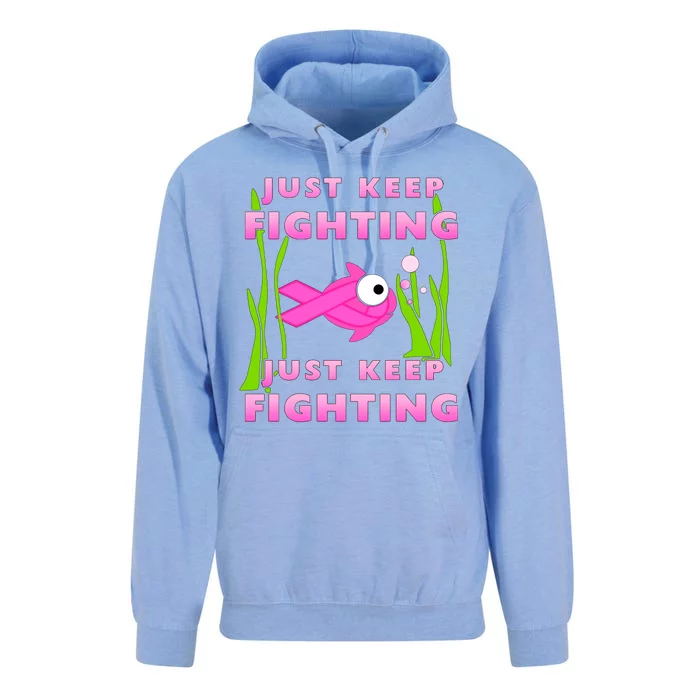 Just Keep Fighting Funny Breast Cancer Unisex Surf Hoodie