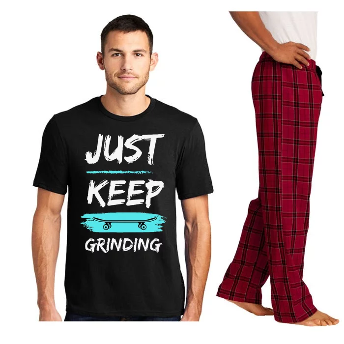 Just Keep Grinding Summer Skateboard design Rip Up Pavement Pajama Set